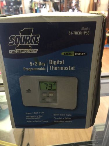 Source 1 S1-THEC11P5S Digital Thermostat 5+2 Day Programmable w/ Backlit Display