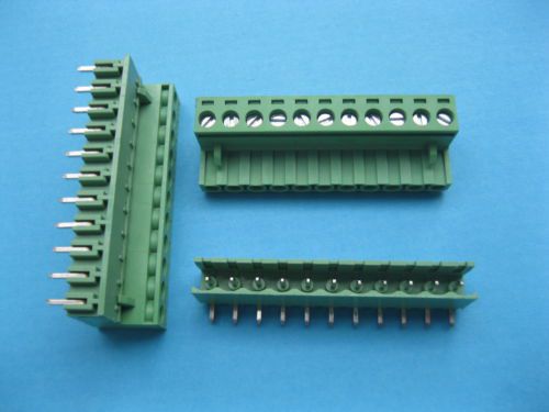 10 pcs 5.08mm angle 11 way/pin screw terminal block connector pluggable green for sale