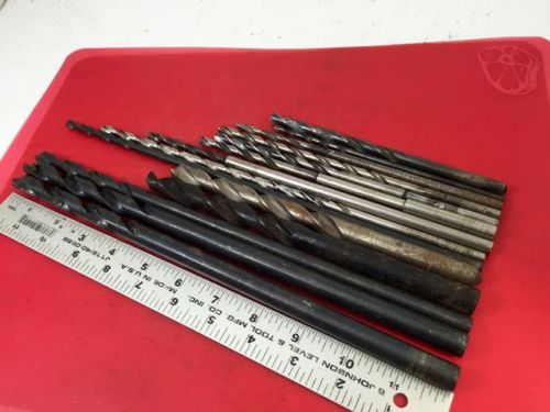 EXTRA LONG (12&#034;) DRILL BITS, Lot Of 14 Assorted, 3/16-1/2&#034;, USA, NO RESERVE!