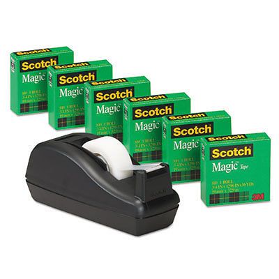 Scotch Magic Tape, 3/4&#034; x 1000&#034;, 1&#034; Core, Black, 6/Pack 810C40BK