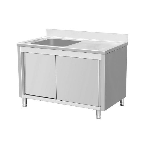 EQ SSR106BL1 Stainless Steel Sink 1 Bowl On Left 40&#034; Backsplash Storage Cabinet