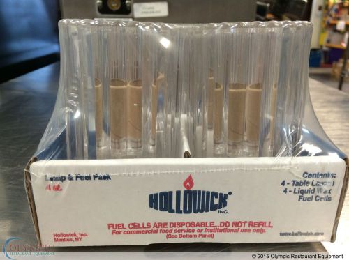 HOLLOWICK #1502C-4 4 CLEAR VERTICAL ROD CYLINDER LAMPS W/FUEL CELLS 4 PACK