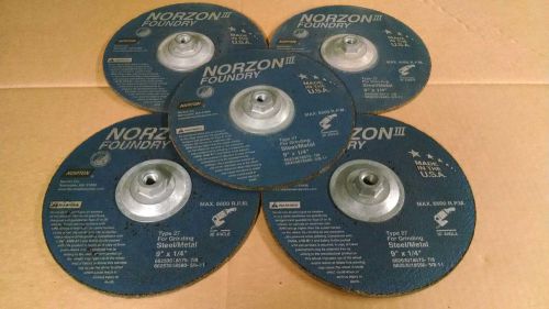 5 Norton Norzon III Foundry 9x1/4x5/8-11 Grinding Wheels