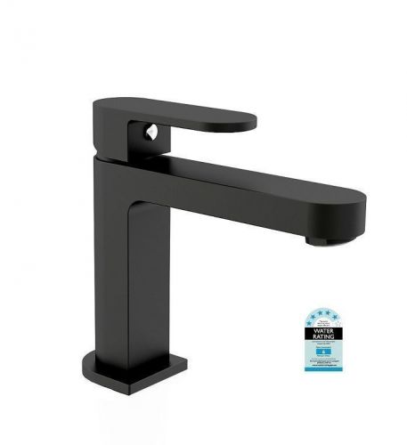 MATT BLACK ECCO Oval Bathroom WELS Vanity Basin Flick Mixer Tap Faucet