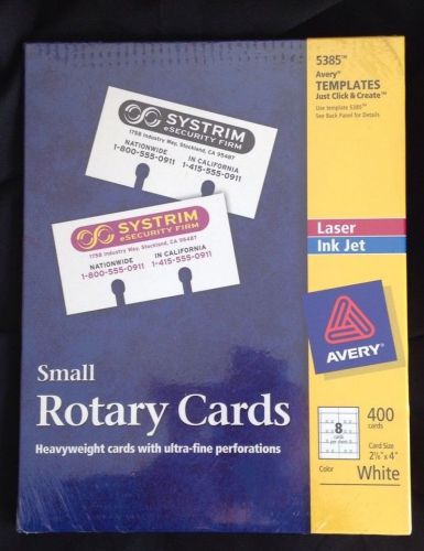 NEW BOX 400 Avery 5385 Laser &amp; Inkjet Small Rotary Cards 2&#039;&#039;x4&#039;&#039; Rolodex