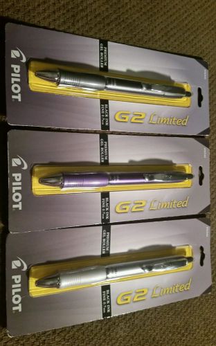 LOT OF 3 - Pilot G2 Limited Premium Gel Roller 0.7mm Fine Point Black Ink Pens