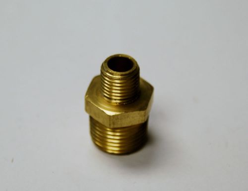 Brass fittings: hex nipple reducing male pipe 1/2&#034; to 1/4&#034;, qty 5 for sale