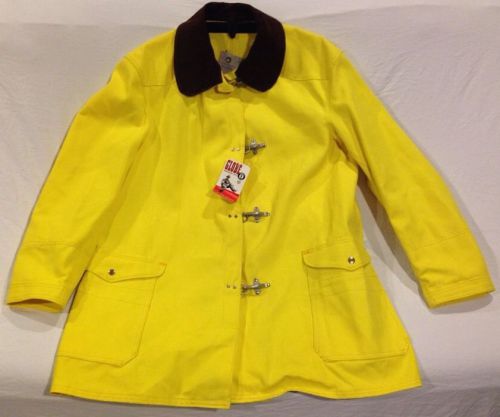 Nwt vintage deadstock globe firefighter jacket coat yellow size 48 rare for sale