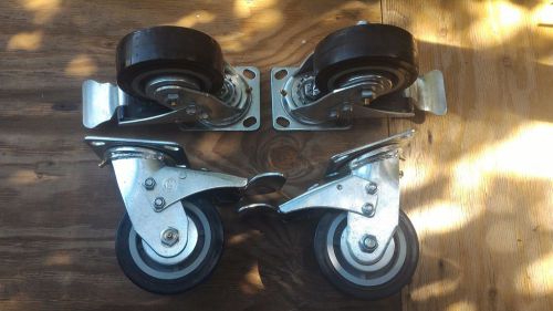 Heavy Duty 5&#034; Swivel Casters w/ Total Locking Brake Polyurethane Wheel - 4 Set