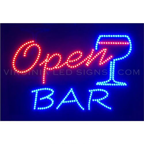 Bar Open Wine Glass LED SIGN neon looking 20&#034;x14&#034; HIGH QUALITY VERY BRIGHT