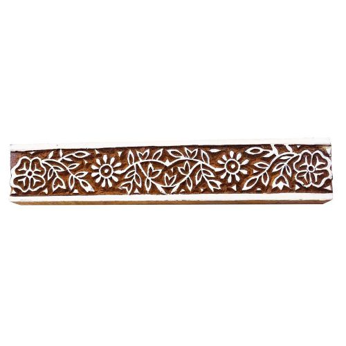Indian wooden handcarved textile printing block floral stamp blockprint pb3017a for sale