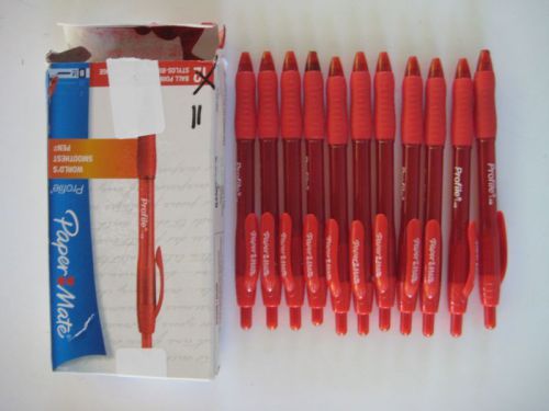 PARTIAL BOX Paper Mate 89467 Profile Retractable Ballpoint Pens, Red, 11 count