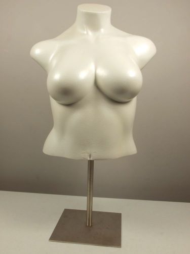 GRENEKER Plus Size Half Body Torso Female Mannequin w/ Stand Voluptuous White