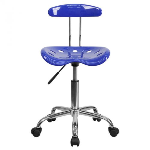 Vibrant Nautical Blue and Chrome Task Chair with Tractor Seat