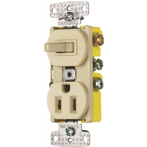 Hubbell RC108I Combo Switch/Receptacle 15 Amps Ivory