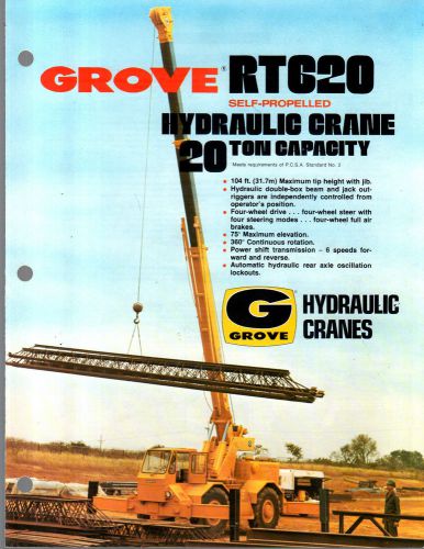 1976 GROVE RT620 20 TON CRANE BOOM CONSTRUCTION EQUIPMENT BROCHURE