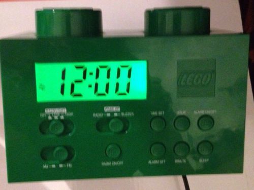Green LEGO Brick Alarm Clock Radio AM/FM Digital LCD LG11006 Works Great *RARE*