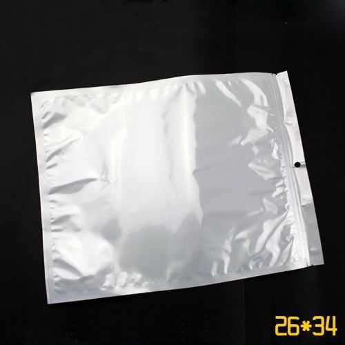 100pcs 26x34cm White Top Feed Pearl film Ziplock Bags Food Bags Pouches 6Mil