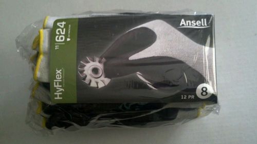 12 pair ansell hyflex 11-624 size 8/ medium cut resistant gloves dozen for sale