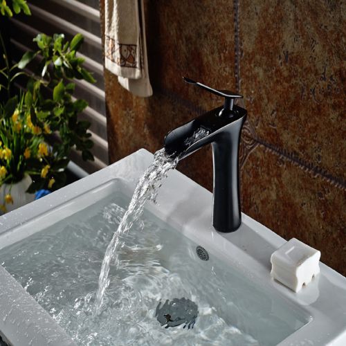 Oil Rubbed Bronze Waterfall Basin Faucet Mixer Tap Single Hole Sink Faucet Tap