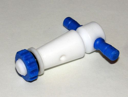 Pyrex Stopcock Plug, PTFE, Size #4 - 1:5 tapper, Straight Bore, Blue Handle