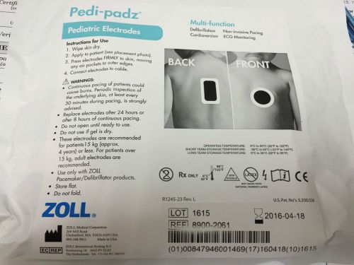 One Zoll Pedi-Padz Pediatric Electrodes 8900-2061 EXP 04/2016
