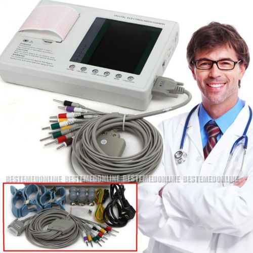 3-channel 12-lead ECG EKG machine LCD Electrocardiograph 7“ rechargeable JXKH-3