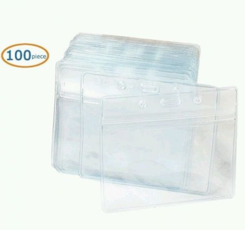 100 pcs clear plastic horizontal name tag badge id card holders. ships very fast for sale