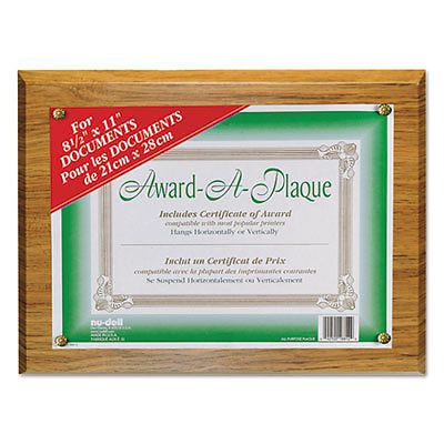 Award-A-Plaque Document Holder, Acrylic/Plastic, 10-1/2 x 13, Oak, 1 Each