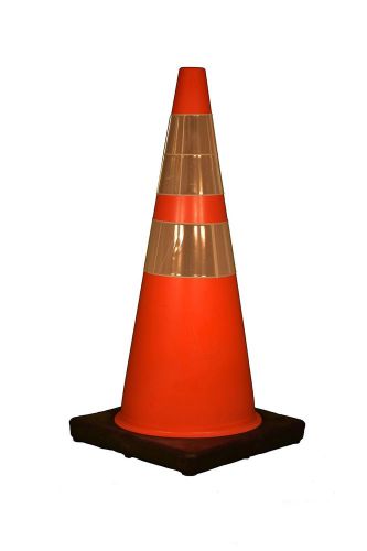 Cortina 03-500-10 Vinyl Traffic Cone with Black Base and 6&#034; Upper/4&#034; Lower Re...