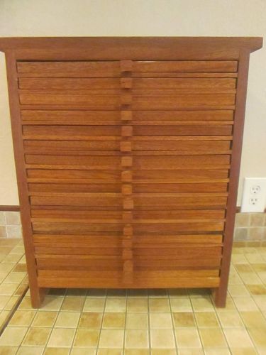 16 DRAWER TEAK/WALNUT? WOOD JEWELRY CASE DISPLAY ORGANIZER TRAY XLNT! PRICED LOW