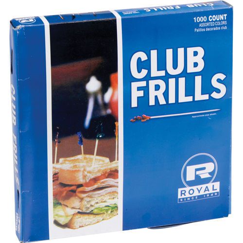 Royal 3.75&#034; Club Frills Toothpick, Assorted Colors, 1000 ct (R812W)