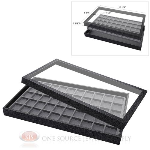 (1) Acrylic Top Display Case &amp; (1) 50 Compartmented Gray  Insert Organizer