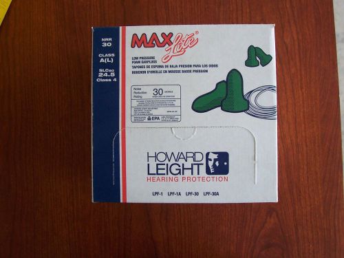 1 box #lpf-1 howard leight max lite foam earplugs nrr 30 (200/pr) for sale