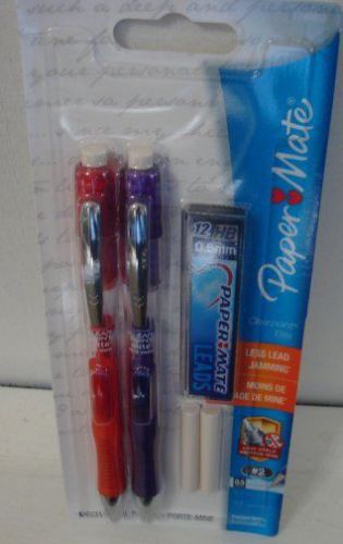 2  ELITE by Paper Mate 0.5mm Mechanical Pencils ORANGE/PURPLE BARRELS