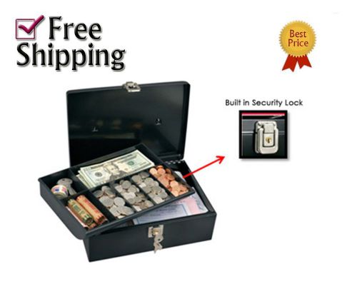 7 Compartment Tray Master Lock Steel Safe Cash Money Drawer Checks Box Locking