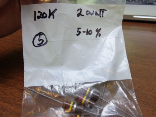 5pcs. 120K Ohm 2 Watt 10%  Carbon Comp resistors Vintage  NOS Ohmite Brand