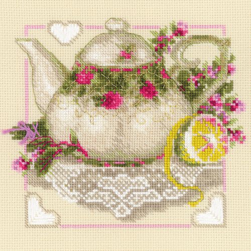 &#034;tea with lemon counted cross stitch kit-8&#034;&#034;x8&#034;&#034; 14 count&#034; for sale
