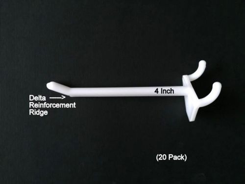 (20 PACK) 4 Inch White Plastic Peg Kit. Garage Shelf Hanger Pegboard Hooks USA
