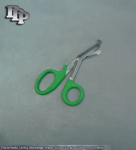 Paramedic Utility Bandage Shear Scissor 5.5&#034; Green Handle Surgical DDP Instrumen