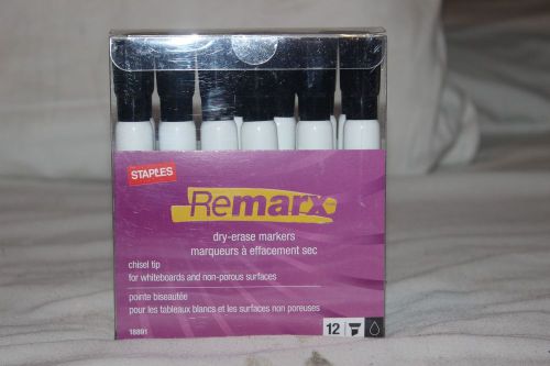 Staples Remarx Dry-Erase Markers Chisel Tip Gripped 12 count black