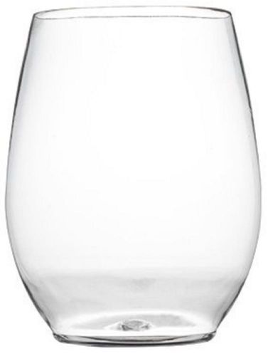12oz. Stemless Plastic Wine Goblet 16 Count - clear plastic 4&#034; Tall