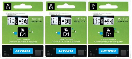 3 Packs - DYMO D1 Self-Adhesive Polyester Tape Lables 1/2&#034;  - Black on White
