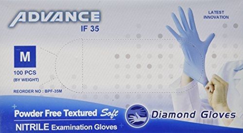 Nitrile Examination Powder Free Gloves (Medical), Blue,Box of 100 (Latex Free)