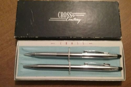 CHROME SET OF CLASSIC CROSS CENTURY PEN &amp; MECHANICAL PENCIL -w/a 2nd pencil incl
