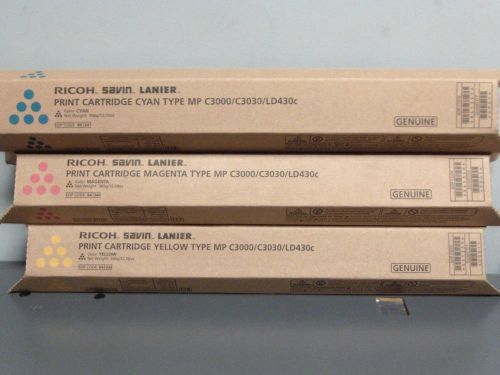 3 New Genuine RICOH SAVIN LANIER MP C3000/C3030/LD430c cyan magenta yellow