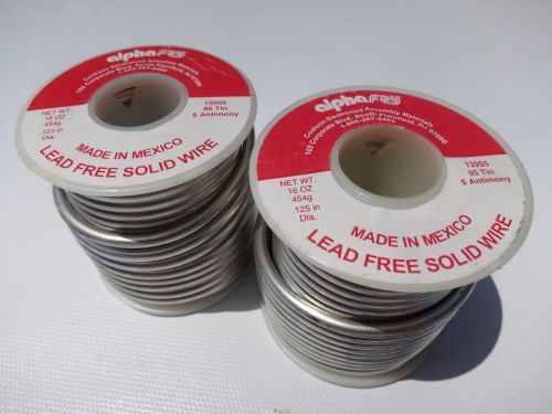 New! Two (2) Spools of Lead Free Solid Wire by Alpha Fry / 2lbs