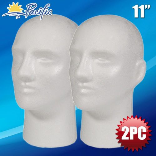 2pc 11&#039; male styrofoam foam mannequin manikin head wig display hat glasses for sale