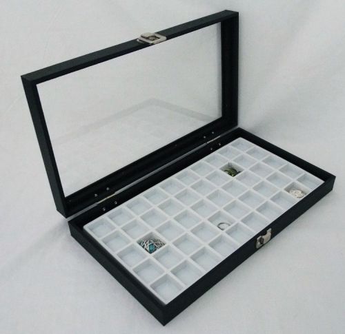 50 Slot Multipurpose Glass Top Jewelry Display Case White
