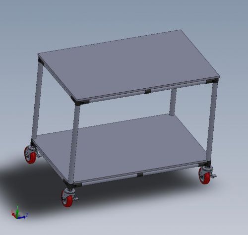 Industrial Lean Pipe Table Cart 36&#034;L x 21-1/2&#034;W X 30-1/2&#034;H HDPE 1/2&#034; top wheels